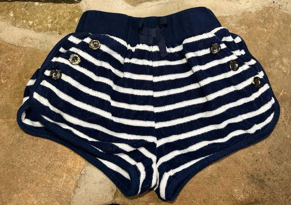 Juicy Couture Girls Terry Cloth Navy Blue and White striped size 6 shorts READ